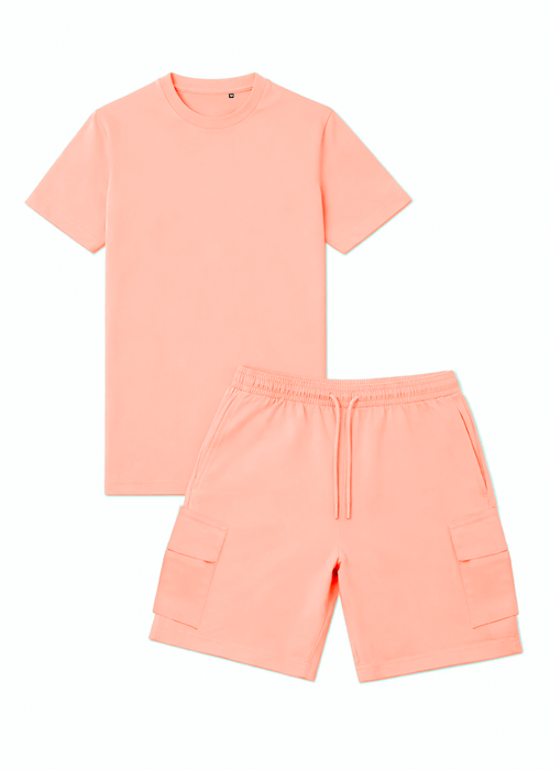 Ensemble Short/T-shirt Cargo Tank – Salmon - vue 2