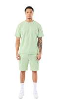 Ensemble Short/T-shirt Cargo Tank – Pistache - vue 1