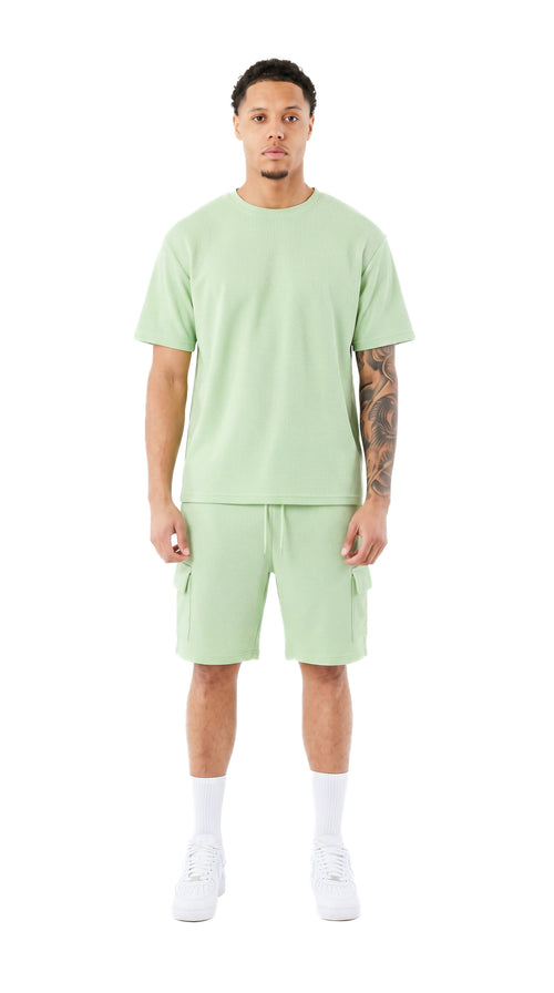 Ensemble Short/T-shirt Cargo Tank – Pistache - vue 1