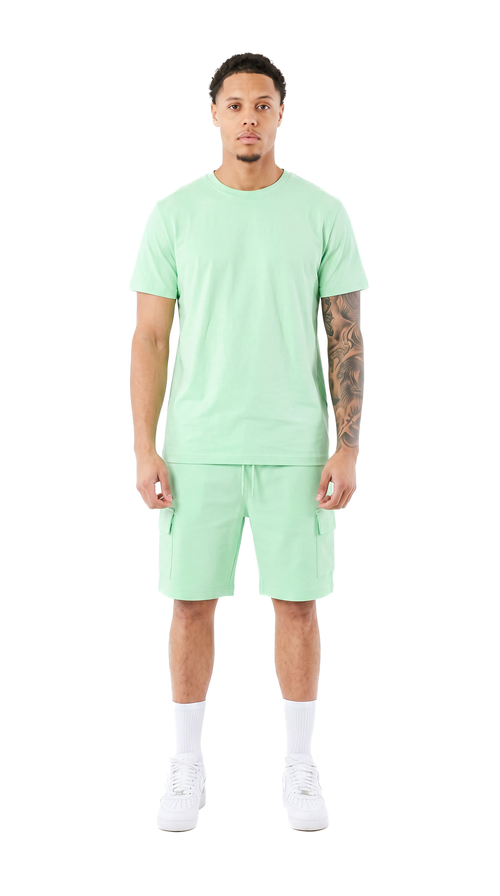 Ensemble Short/T-shirt Cargo Tank – Lt Green - vue 1