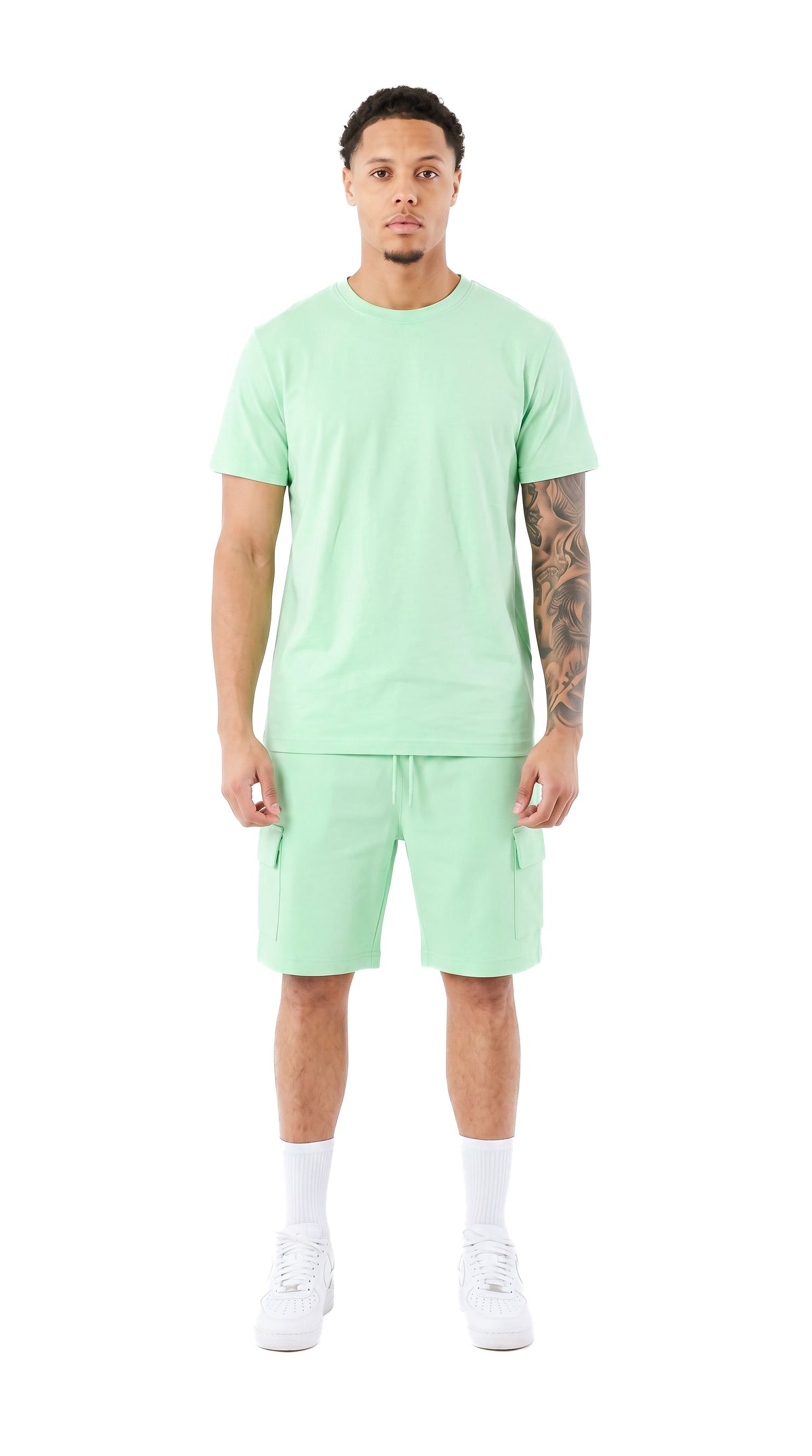 Ensemble Short/T-shirt Cargo Tank – Lt Green - vue 1