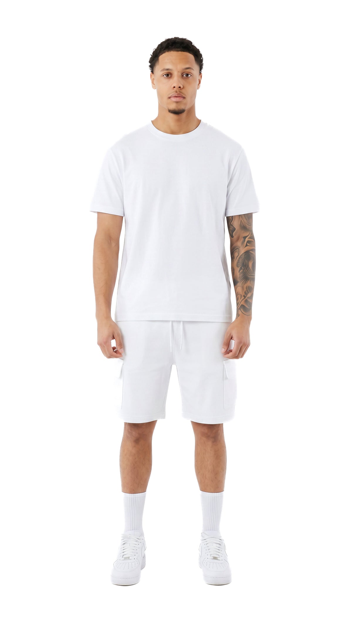 Ensemble Short/T-shirt Cargo Tank – Blanc - vue 1