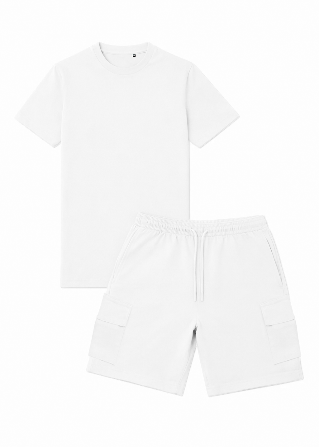 Ensemble Short/T-shirt Cargo Tank – Blanc - vue 2