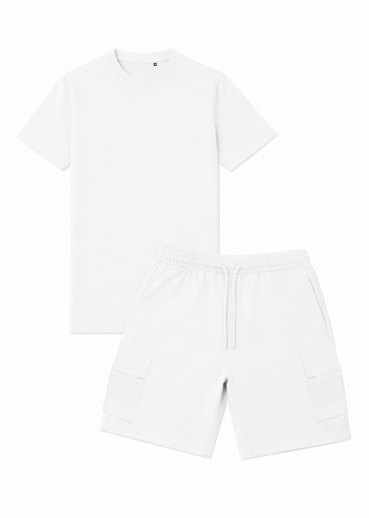 Ensemble Short/T-shirt Cargo Tank – Blanc - vue 2