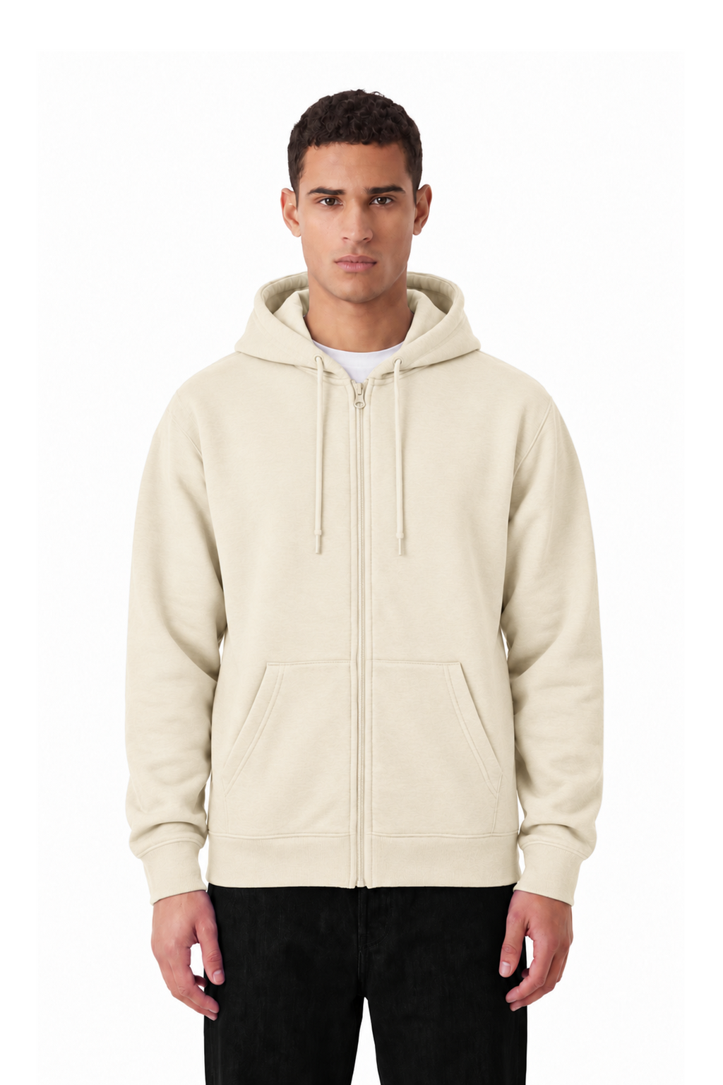 Sweat à capuche ZAY ZIP 330 GSM – Beige - vue 1
