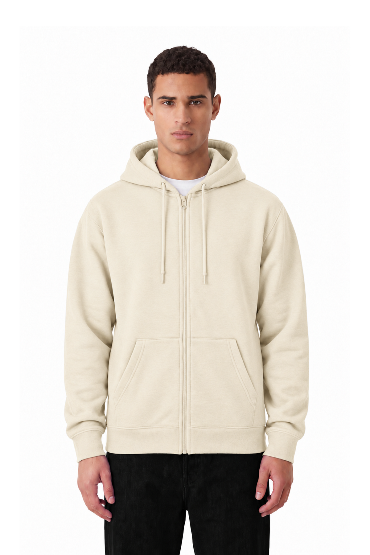 Sweat à capuche ZAY ZIP 330 GSM – Beige - vue 1