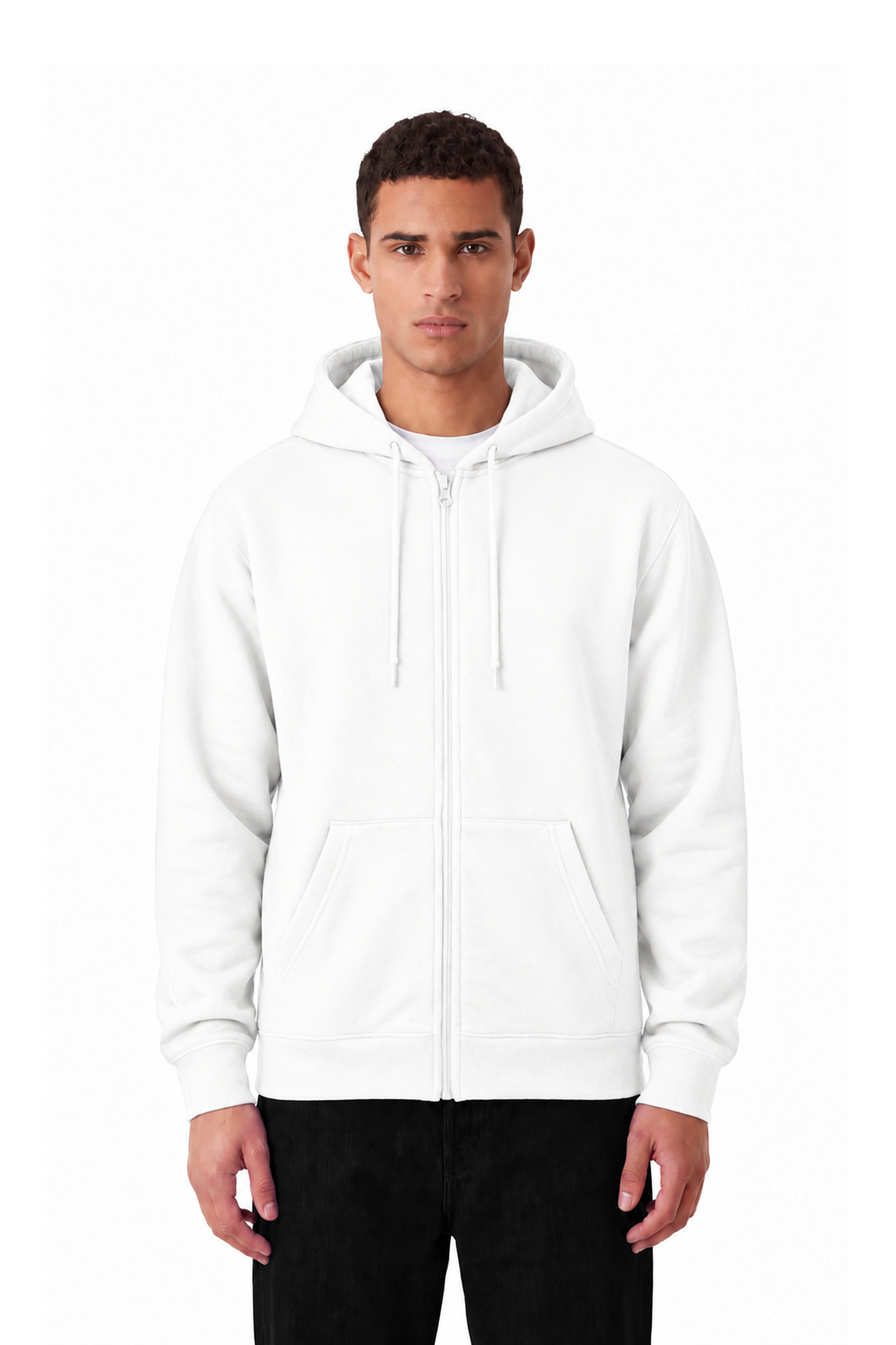 Sweat à capuche ZAY ZIP 330 GSM – Blanc - vue 1