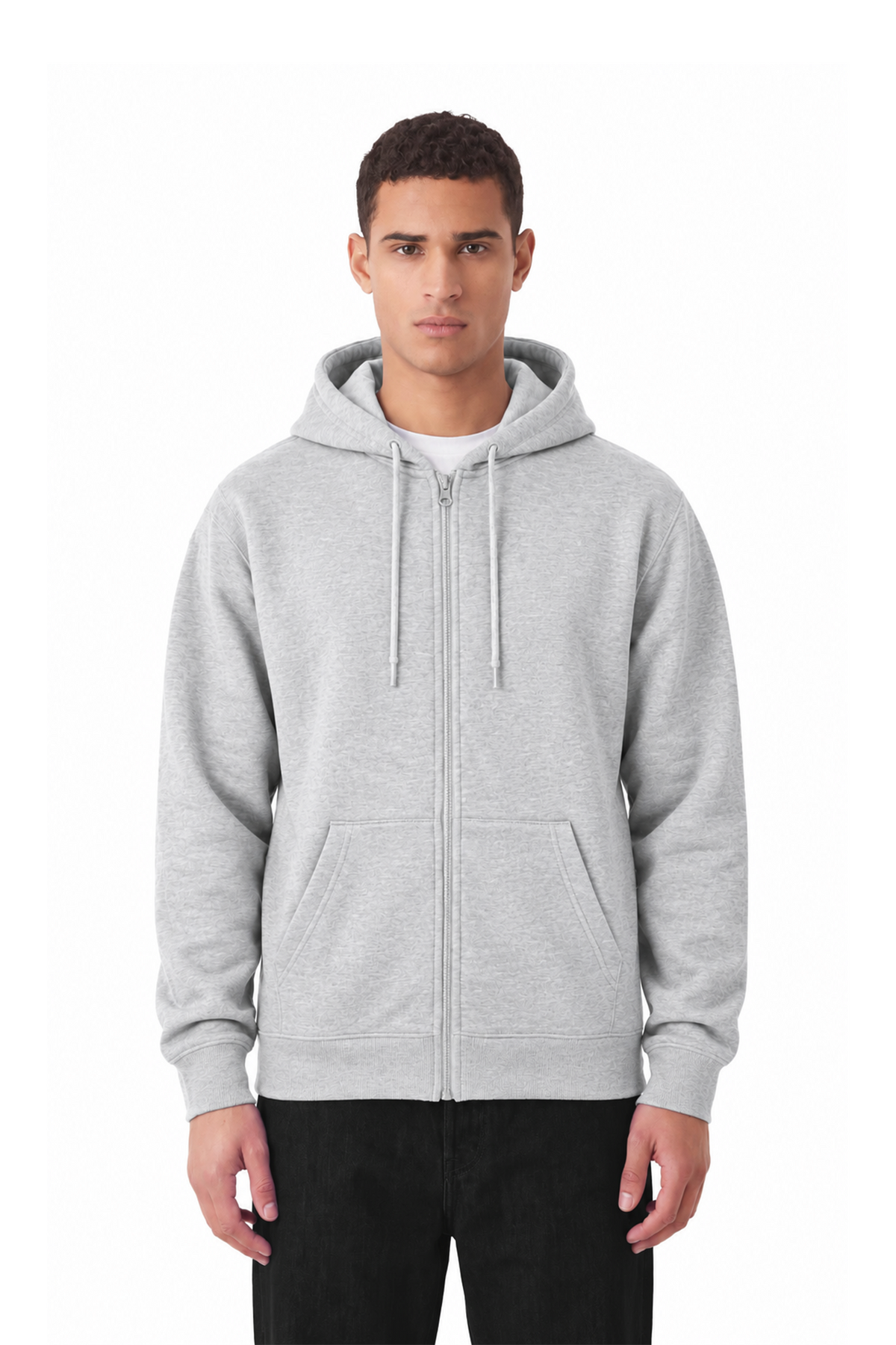 Sweat à capuche ZAY ZIP 330 GSM – Gris Mélange - vue 1