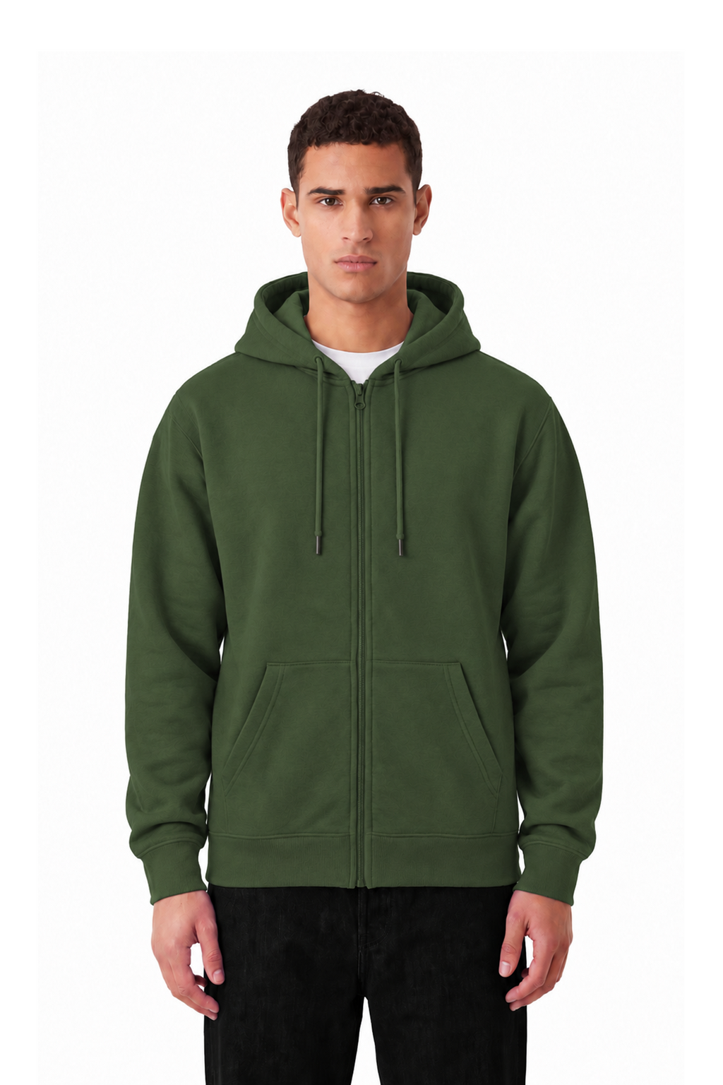 Sweat à capuche ZAY ZIP 330 GSM – Kaki - vue 1